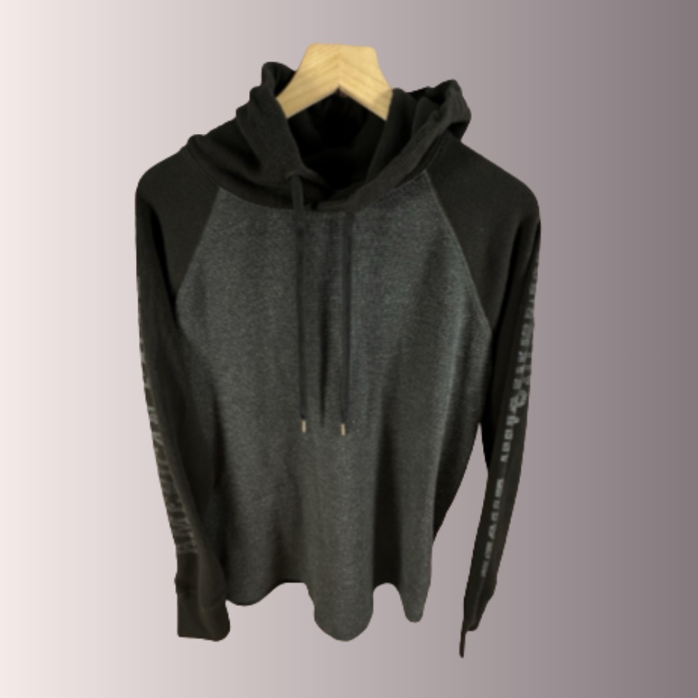 American Eagle Hoodie Sweatshirt Womens Pullover SMALL Black Gray Logo - SM